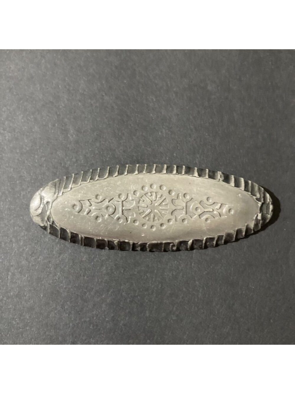 Vintage Norwegian Handcrafted Husfliden Larvik Pewter Brooch With Ornate Etching